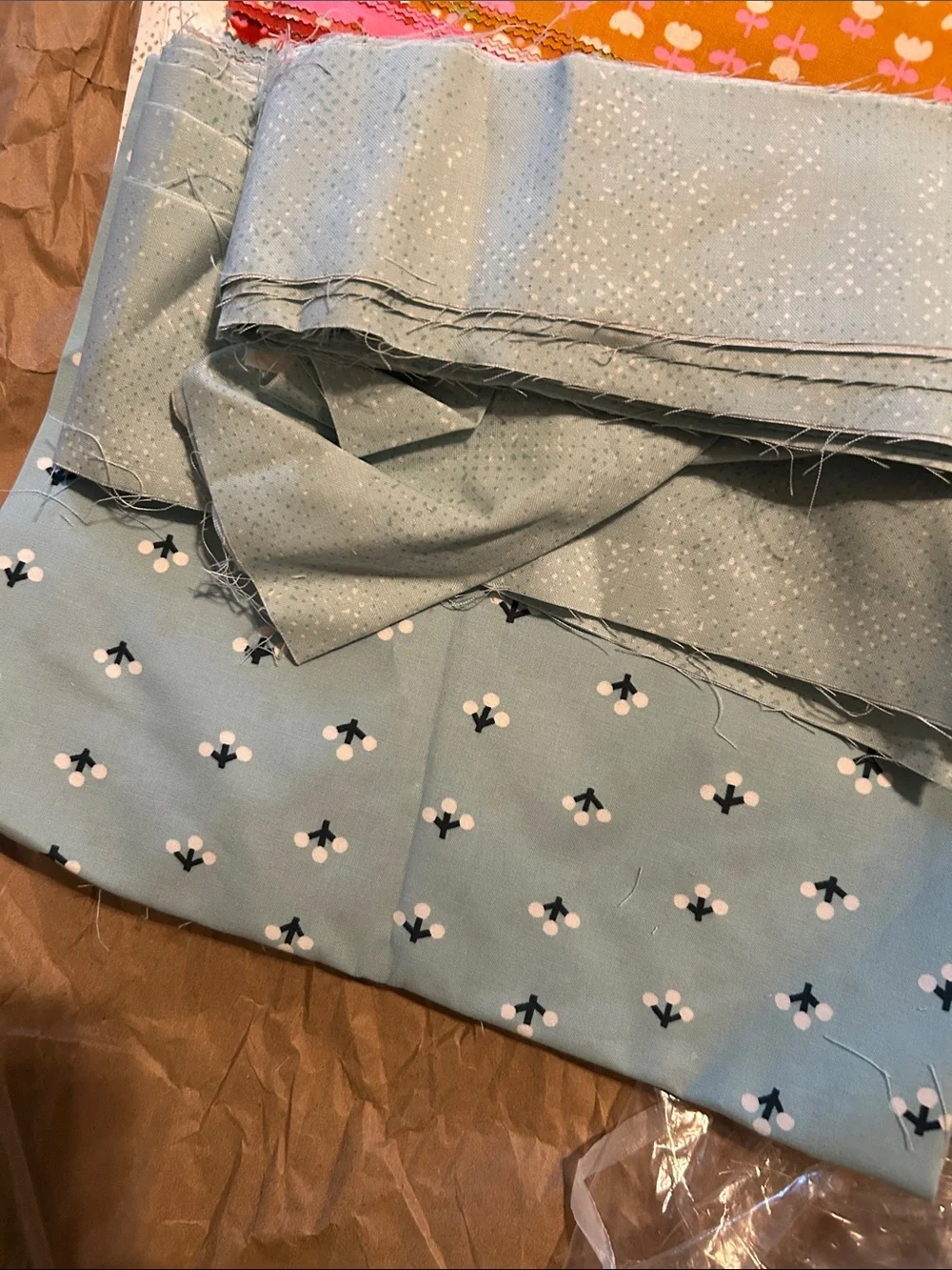 Quilty Arrows Quilt Pattern - Sky Blue & Multicolor started w/ fabric